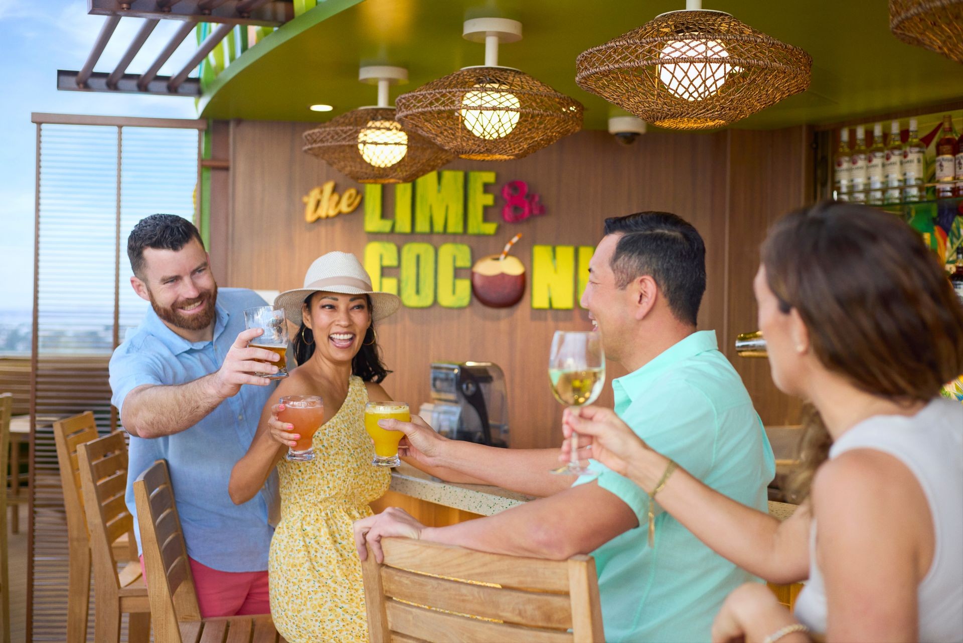 The Lime & Coconut bar aboard a Royal Caribbean cruise